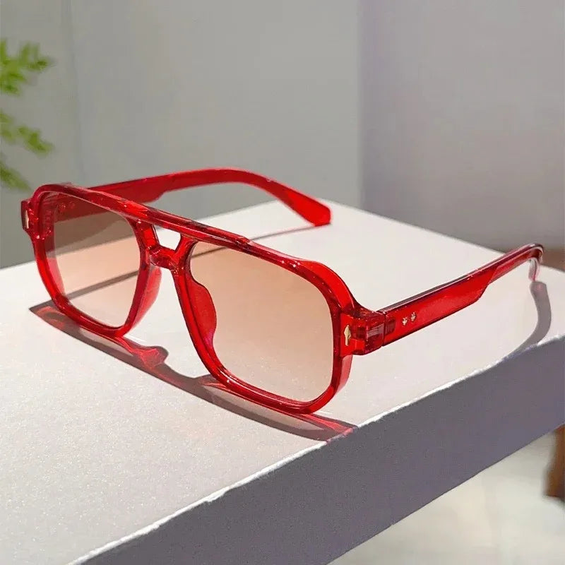 Vintage Double Bridges Square Sunglasses